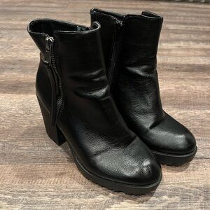 Black Faux Leather Booties